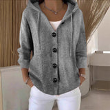 Button Front Hooded Knit Cardigan