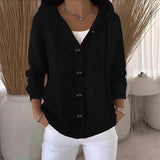Button Front Hooded Knit Cardigan
