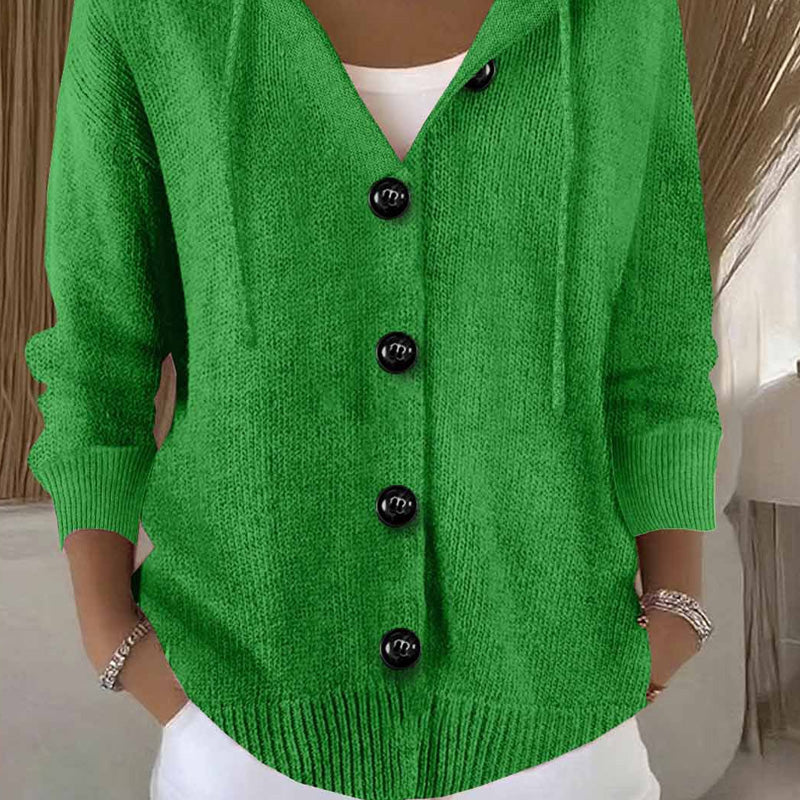 Button Front Hooded Knit Cardigan
