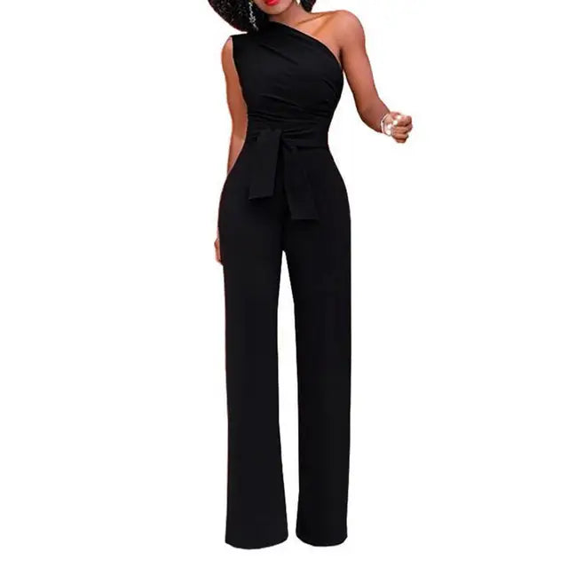 Lily | One Shoulder Belted Jumpsuit
