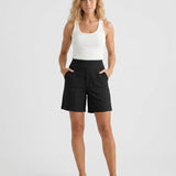 Women's High-Waist Straight-Leg Shorts with Pockets