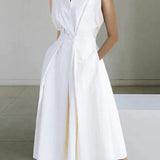 Sleeveless Wrap Collar Midi Dress