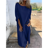 Relaxed Long Sleeve Maxi Dress with Pockets