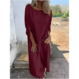 Relaxed Long Sleeve Maxi Dress with Pockets