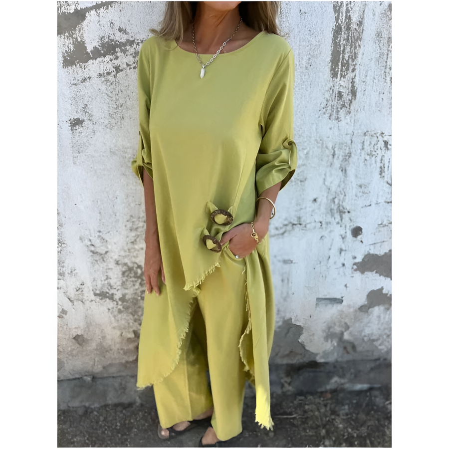 Relaxed Long Sleeve Maxi Dress with Pockets