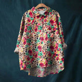 Printed Button Front Linen Blend Shirt