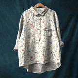 Printed Button Front Linen Blend Shirt