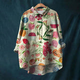 Printed Button Front Linen Blend Shirt