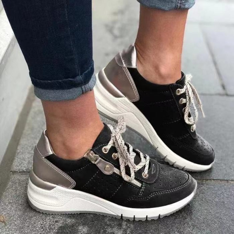 Breathable Mesh Lace-Up Sneakers