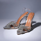 Women's Crystal Embellished Silver Evening Sandals