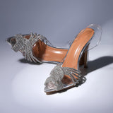 Women's Crystal Embellished Silver Evening Sandals