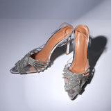 Women's Crystal Embellished Silver Evening Sandals