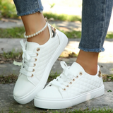 Women's Quilted Low-Top Sneakers with Cushioned Sole