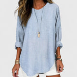 Relaxed Striped Long Sleeve Tunic Blouse
