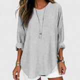 Relaxed Striped Long Sleeve Tunic Blouse