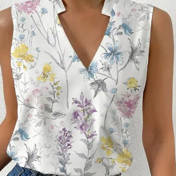 Sleeveless Wrap V-Neck Blouse