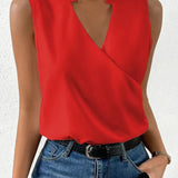 Sleeveless Wrap V-Neck Blouse