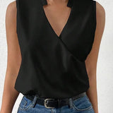 Sleeveless Wrap V-Neck Blouse