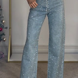 High Waist Straight Leg Denim Jeans