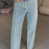 High Waist Straight Leg Denim Jeans