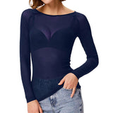 Sheer Mesh Long Sleeve Bodysuit Top