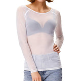 Sheer Mesh Long Sleeve Bodysuit Top