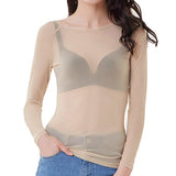 Sheer Mesh Long Sleeve Bodysuit Top
