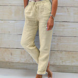 Relaxed Linen Blend Drawstring Trousers