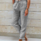 Relaxed Linen Blend Drawstring Trousers