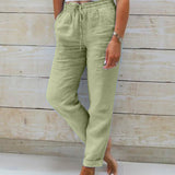 Relaxed Linen Blend Drawstring Trousers