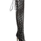 Women's Lace-Up Cut-Out Net Ankle Boots