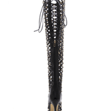 Women's Lace-Up Cut-Out Net Ankle Boots