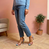 Colour Block Bow Ankle Strap Pumps