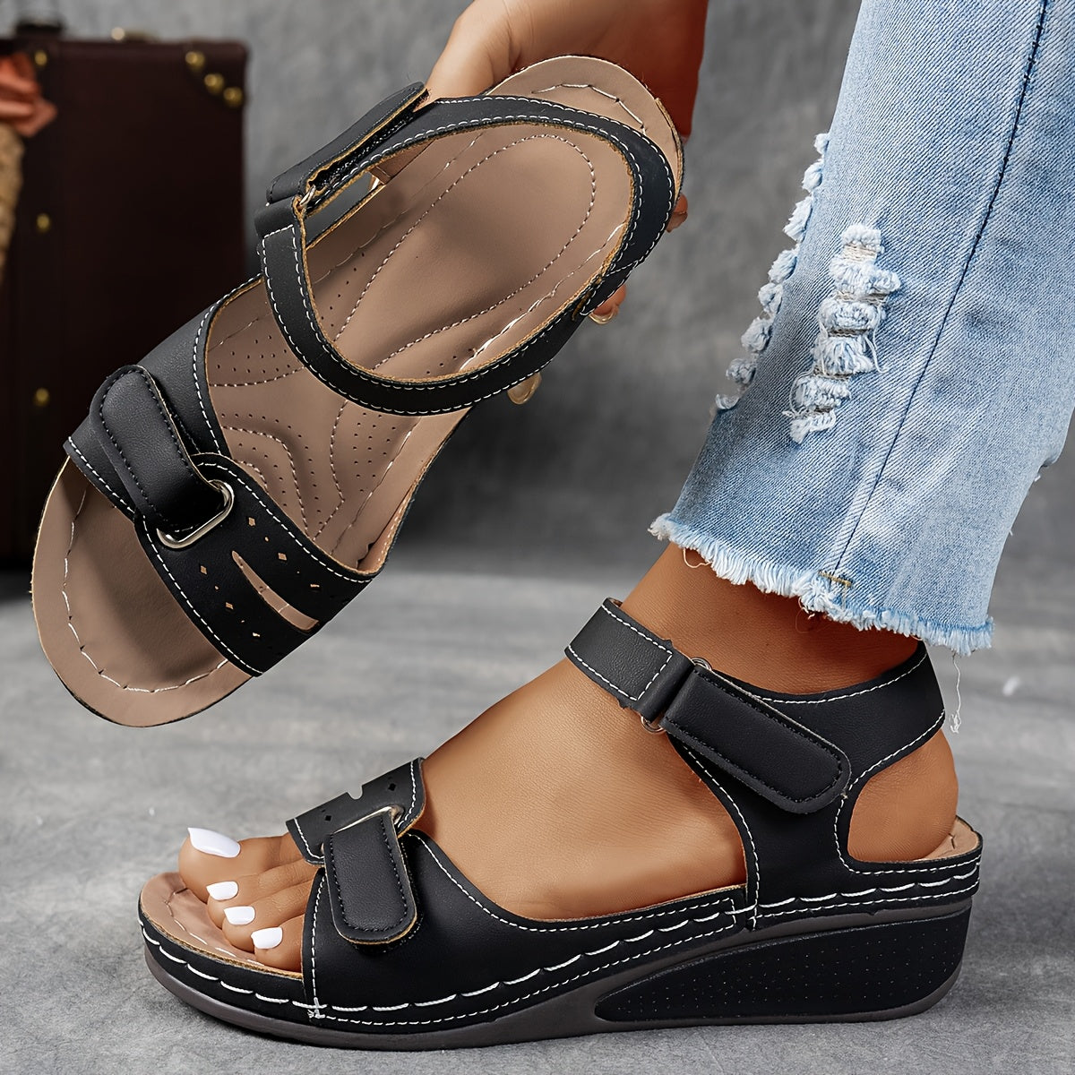 Adjustable Double Strap Platform Sandals