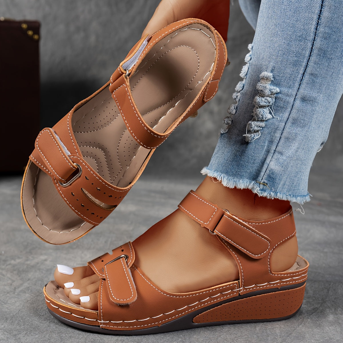 Adjustable Double Strap Platform Sandals