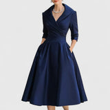 Vintage Wrap Midi Swing Dress