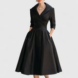 Vintage Wrap Midi Swing Dress