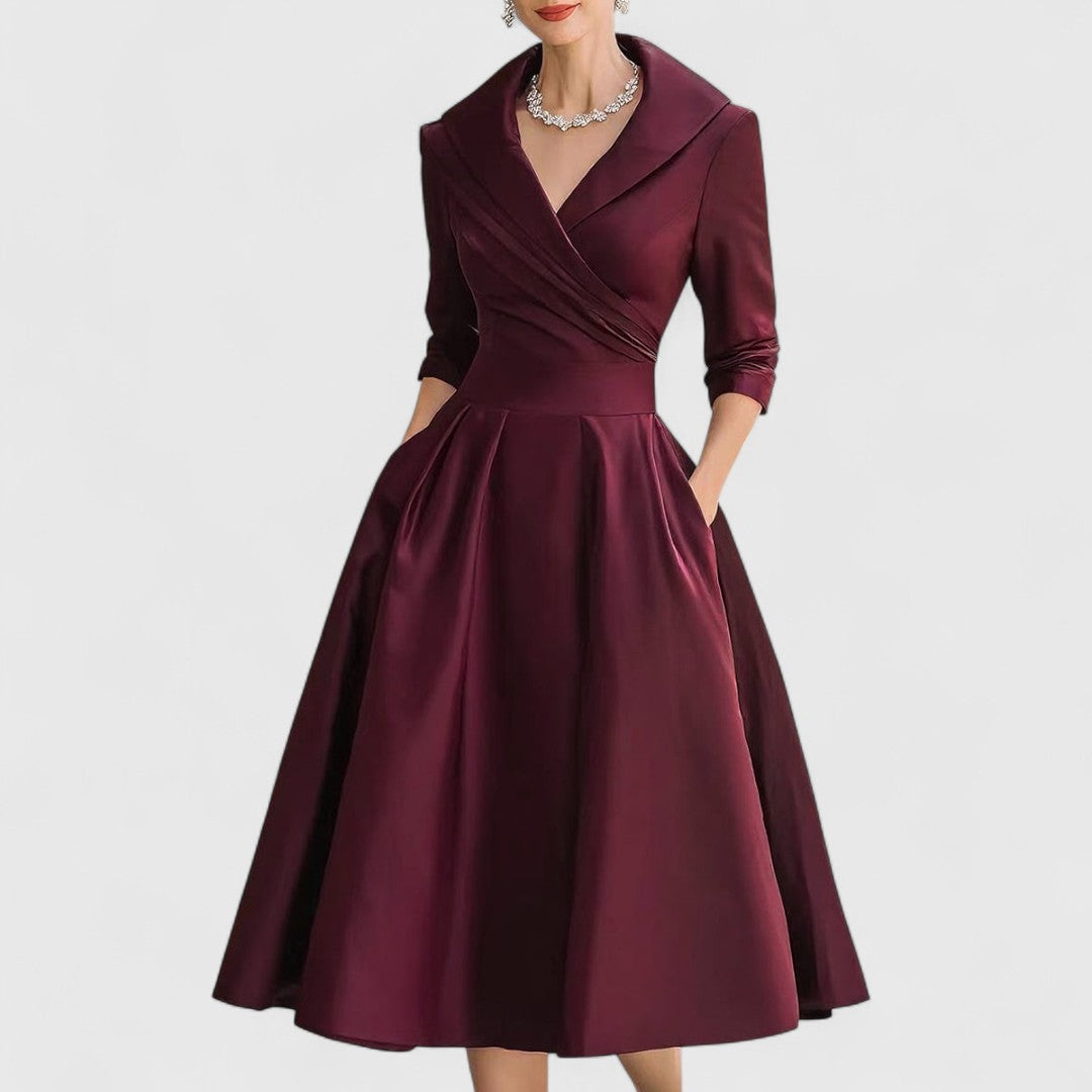 Vintage Wrap Midi Swing Dress