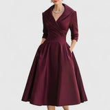 Vintage Wrap Midi Swing Dress