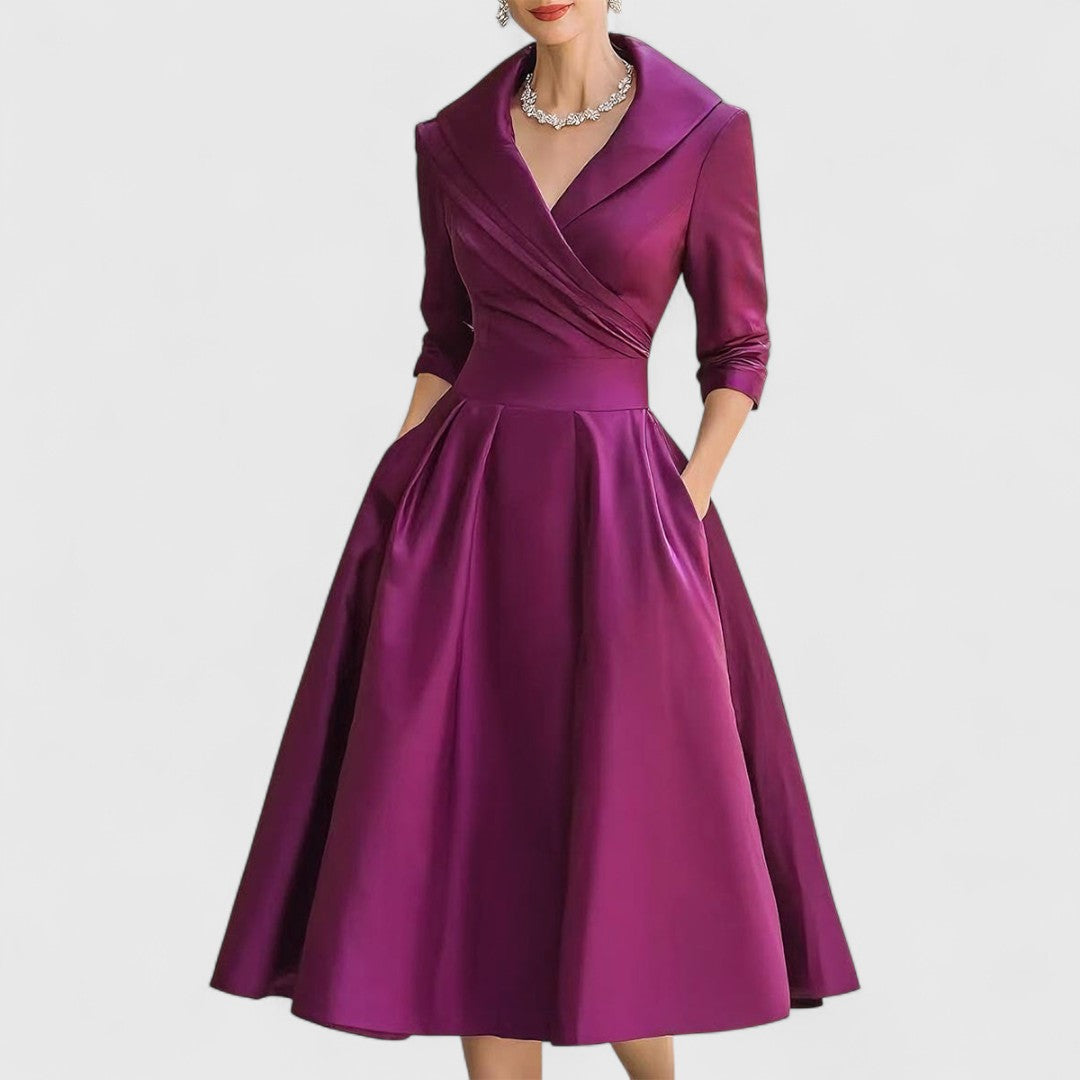 Vintage Wrap Midi Swing Dress