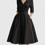 Vintage Wrap Midi Swing Dress