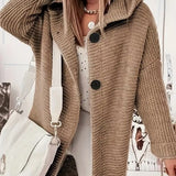Hooded Button Front Teddy Knit Cardigan