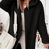 Hooded Button Front Teddy Knit Cardigan