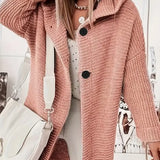 Hooded Button Front Teddy Knit Cardigan
