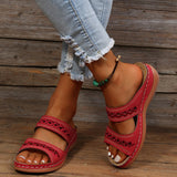 Double Strap Buckle Flat Sandals