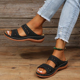 Double Strap Buckle Flat Sandals