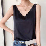 Satin V-Neck Sleeveless Blouse