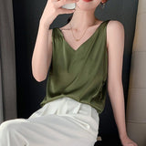 Satin V-Neck Sleeveless Blouse