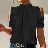 Cold Shoulder High Neck Blouse