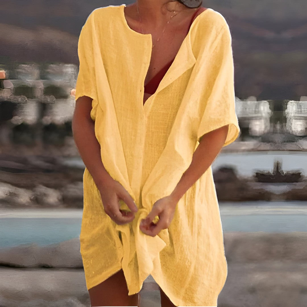 Relaxed V-Neck Beach Cover Up Dress